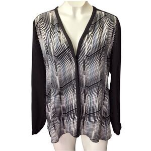 Vintage Tracy M Black and White Chevron Blouse size Large